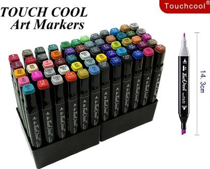 TouchCool Art Dual Tip Marker/Highlighter Sketch Pen Set; Broad Chisel & Fine Tip Markers