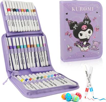 HASTHIP 36 Color Acrylic Marker Pens Set for Canvas Paper Wood with Kuromi Zipper Pouch