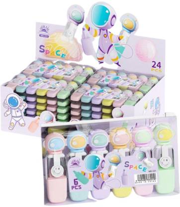 Barbarik Space Astronaut Design Pocket Marker Highlighter Pen for Kids (Pack of 6)