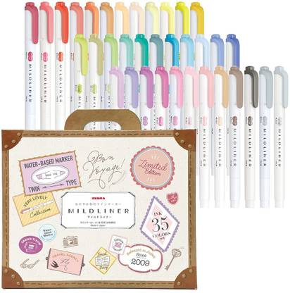 Zebra MildLiner Highlighter Twin tip 35 Color Set Gift Box