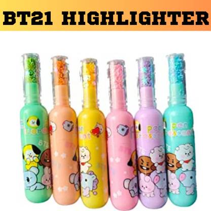 Pure Cosmetics NEW BT21 CARTOON PRINTED HIGHLIGHTER PACK OF 6