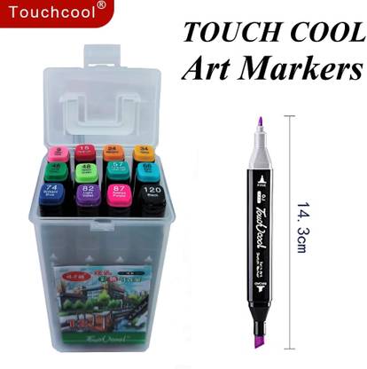 Craftacious Art TouchCool Round & Chisel Dual Tip Sketch Marker for Drawing, Manga, Anime