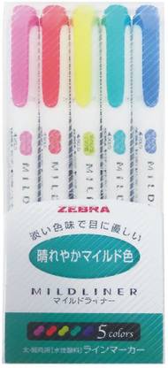 Zebra MildLiner Highlighter 5 Color Set (WKT7-5C-HC)