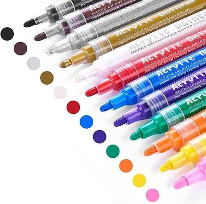 Bluedeal Acrylic Paint Marker Premium Waterproof Permanent Art Marker Medium Pen Set