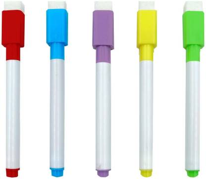 Eduway Dry Erase Whiteboard Marker With Eraser Cap|Refillable Black Color Marker Pens"