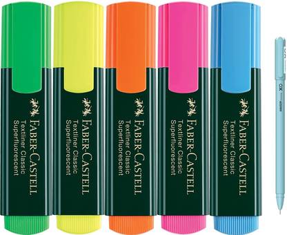 FABER-CASTELL Highlighter Set Of 5 With Xo Pen