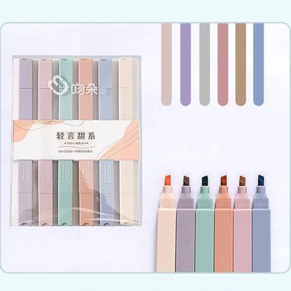 Penny Wise Chic Pastel Double Tip Highlighters | 6 Pens | Chisel Tip Fine Grip Marker .