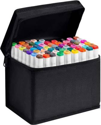 Corslet 58 Pcs Alcohol Markers, Double Tipped Chisel & Fine Art Marker for Kids, Adults