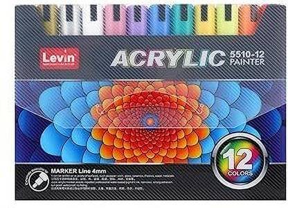 Levin Acrylic marker Posca Paint Marker Set Of 12 Color Works On Any Fabric Rock Glass