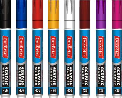 Soni Officemate Acrylic Marker Regular colors in (Pack of -8pcs)
