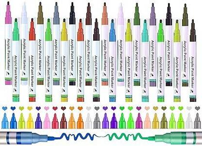SuperTo 24 Pcs Acrylic Marker Water Color Medium Point Pens For Rock Painting