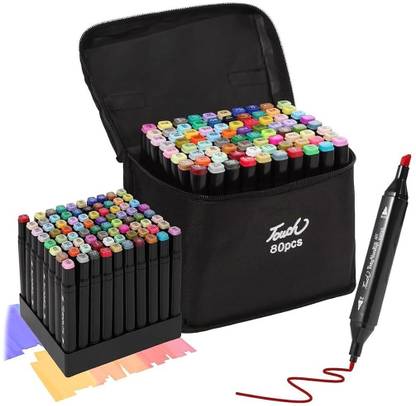 HASTHIP 80 Colors Alcohol Markers, Dual Tip Permanent Sketch Art Markers for Artist