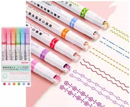 Agelast Premium Linear Color Pen Highlighter Pen Set For Kids, Roller Ball Pen