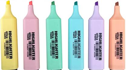 FRKB 6pcs Pastel Colors Highlighter Chisel Tip Marker Pen