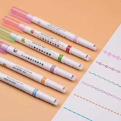 BONGERKING Highlighter Wavy Line Mark Drawing Line Notebook Border Linear Roller Pen