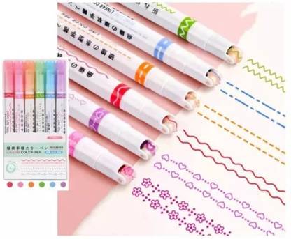 Mira Farmcraft Linear Color Roller Line Markers Highlighter Pen Stationery Drawing, Journaling