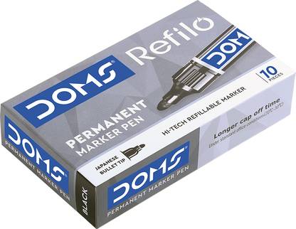 DOMS Refilo Permanent Marker Black | Refillable, Smudge-Proof