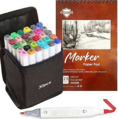 KDZONE Alcohol Markers 30 Dual Tip Broad and Fine with Carrying Case and Marker Pad