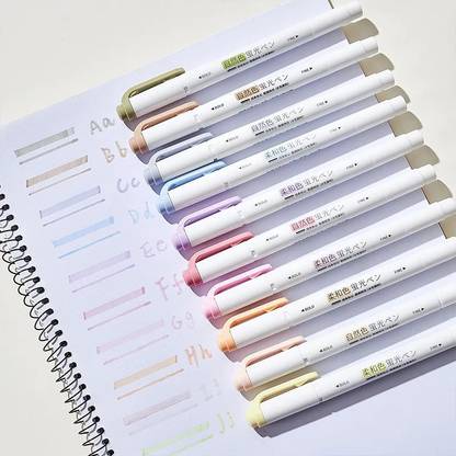 HARDSOSH Double Headed Design Soft Pastel Color Highlighter Multiple Colored for Drawings