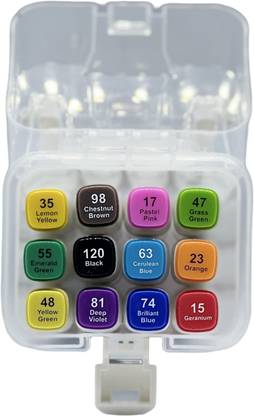 PEACORA Twin Tip Alcohol Marker Pen for Art Designer & Artist (12 pcs Basic Marker Set)