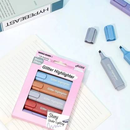 ट्रिपल पेपर Metallic Effects Glitter Highlighter | Markers Set Of 4 Pastel Shades