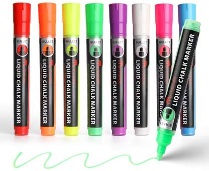Mobee Liquid Chalk Markers Erasable, Non-Toxic, Water-Based, 2-5mm Reversible Tip