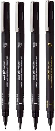 uni-ball PIN-200 CS1,CS2,CS3 & BR-500EF Fineliner Drawing Pen Set