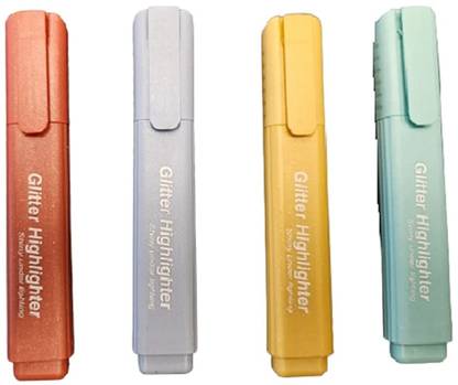 SAH 4pcs Metallic Effects Glitter Highlighters Chisel Point Stick Shape