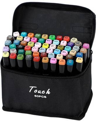 SVULINT 60 Pc Alcohol Markers Set Dual Tip Broad & Fine With Highlighter Pen Art Markers