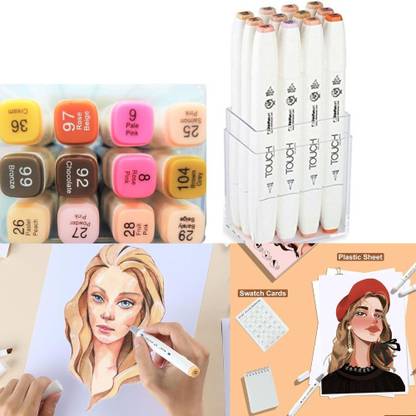 Like it Touch Alcohol Markers Skin Tones Dual Tip Set of 12 Comic, Anime, Manga