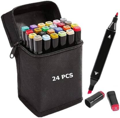 Corslet 24 Pc Alcohol Markers Set Colour Marker Pen Art Markers Dual Tip Broad and Fine