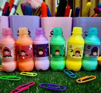 होम फास्ट Cute Bottle Shape Highlighters | Set Of 6 | Chisel Tip Fine Grip Marker Pen