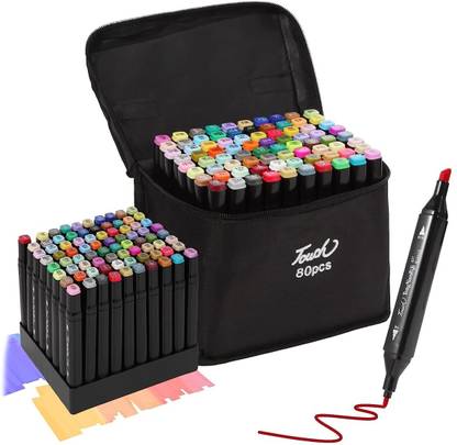 Dvn 80 Colors Alcohol Based Dual Head Broad and Fine Tip Marker Drawing Pen with Bag