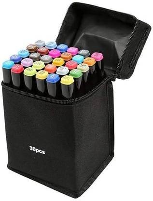 AweStuffs Dual Tip Art Markers and Highlighters with Carrying Case For Kids & Adult