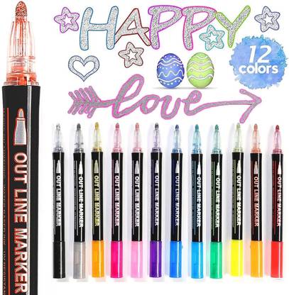 Pulsbery 12 Piece, Colors Bullet Journal Pens & Glitter Pens for Card Making ,12 Colors