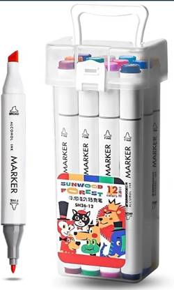 Fgkitoflex Sketch Pen Set Chisel & Brush Dual Tip Brush Pens Water-Based Sketch