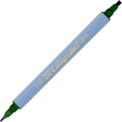 Zig Calligraphy Pens, GREEN Colors Dual Tip Markers,