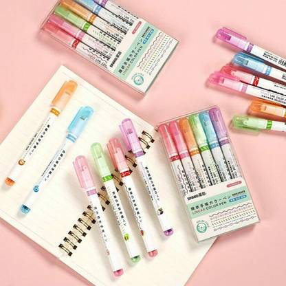 Valashiv Dual Tip Pens with 6 Curve Shapes Colorful Heart/flower/dotted Line/Slash/Dot,