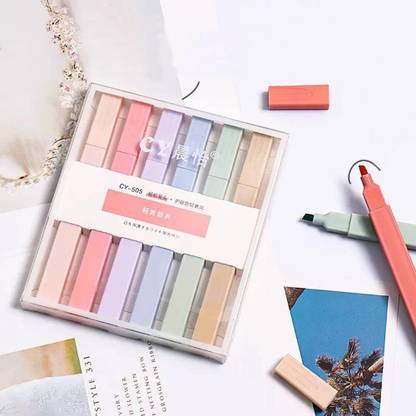 TINSUHG Linear Roller Color Pens Highlighters Pens 6 Different Curve