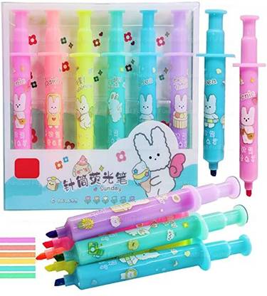 Hugsncuddles Cute Cartoon Injection Highlighter Pen