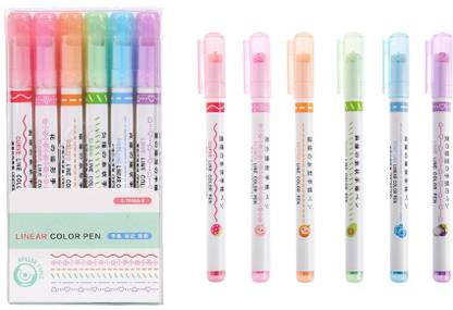 R H lifestyle Linear Roller Color Pens Highlighters with 6 Different Curve Shapes ANC4549
