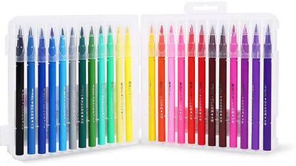 COSKIRA 24 Color Painting Markers with Flexible Nylon Tips for Drawing Calligraphy