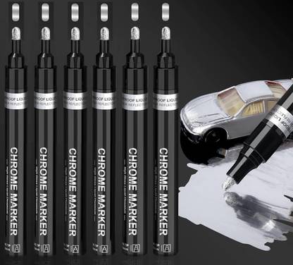 Harinder 6 PC Silver Chrome Markers, Reflective Mirror Paint Pens for Resin Glass Plastic