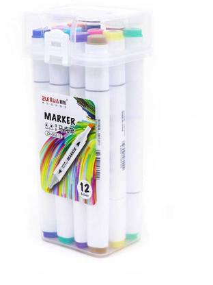 AAHANSHOPPE TOUCH KOOL 2 IN 1 HIGHLIGHTER & MARKER PEN MULTICOLOUR PACK OF 12 PCS