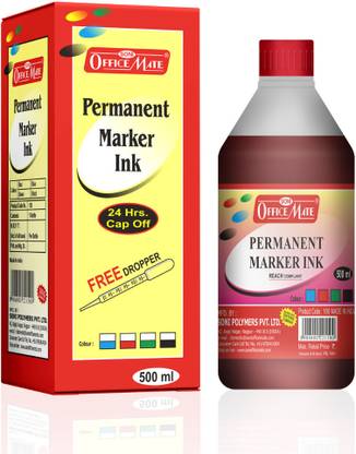 Soni Officemate Permanent Marker Ink Red Color - Pack Of 1- 500 ML 500 ml Marker Refill