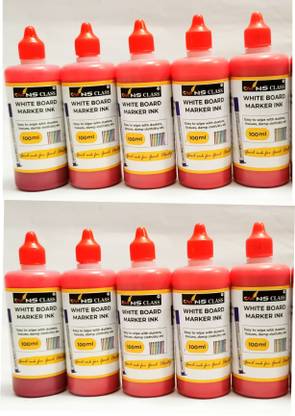 Wins Class White Board Marker Ink 100ml (Red) - (Pack Of 10) 1000 ml Marker Refill