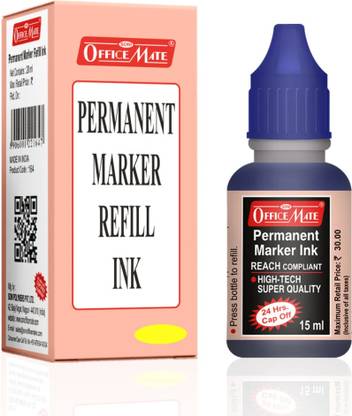 Soni Officemate Permanent Marker Ink, Blue Colour, 15 Ml - Pack of 10 15 ml Marker Refill