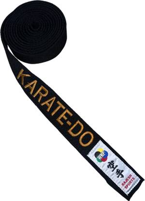 RAJESH SPORTS Karate Embroidery Black Belt ( 300 Cm ) For Martial Art/Karata Martial Art Uniform