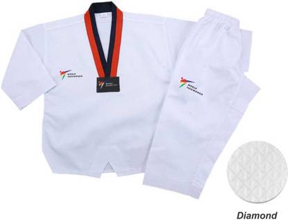 lewon international Taekwondo Diamond Imported Dress With Red&Black Strip N0-150 For 11&12 yrs Kids Martial Art Uniform