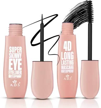 ADS Good Choice India Long Lasting, Waterproof, Ultra Thin Eyeliner & 4D, Ultra Curly Mascara 18 ml